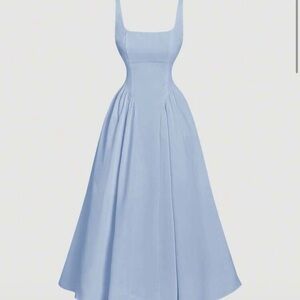 SHEIN Blue Sleeveless A-Line Midi Dress for Prom